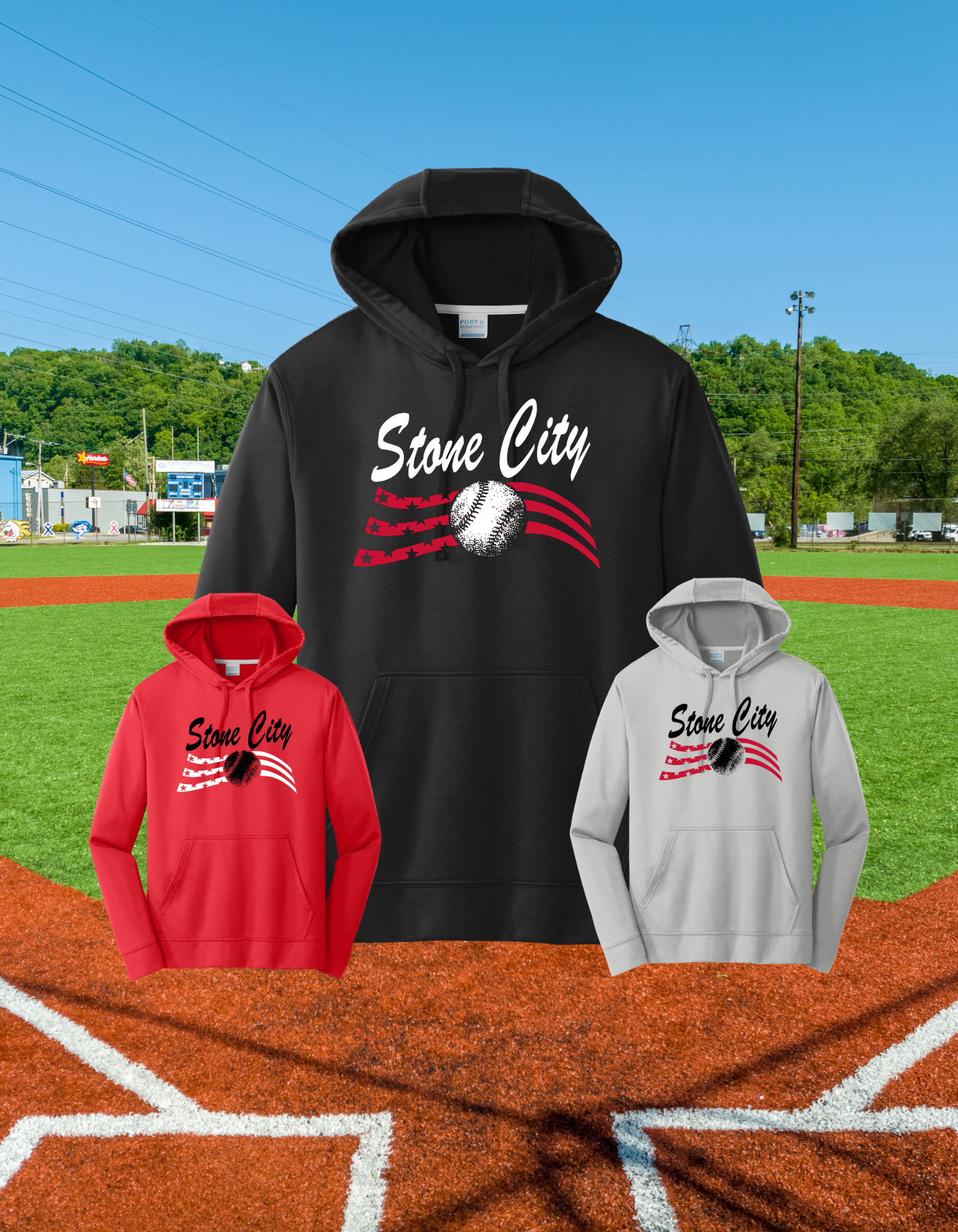 Stone City Baseball Dry Zone Hoodie | RealBusyMommyDesigns.com